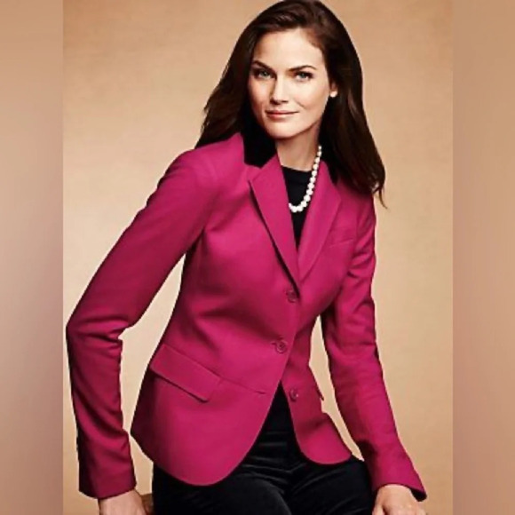 Talbots Wool Blazer 4 Pink Velvet Contrast Collar Preppy Equestrian Riding Money - Picture 3 of 13